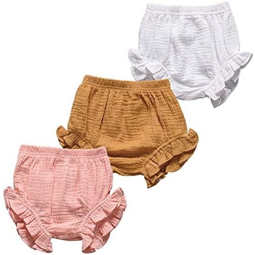 3PC Baby Boys Girls Shorts Bloomers Baby Girls Boys Summer Cotton Shorts Floral Ruffle Elastic Waist Bloomers Shorts