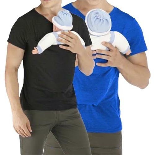 2PCS Men's Baby Carrier Soothe V Neck Short Sleeve Kangaroo T Shirt