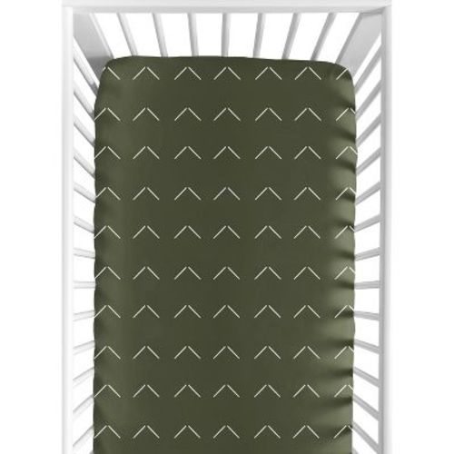 Sweet Jojo Designs Boy Girl Baby Fitted Crib Sheet Woodland Boho Arrow Collection Green and White