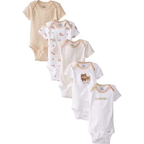 SIZE 0-3 MONTHS - Gerber Baby-Girls 5-Pack Short Sleeve Variety Onesies Bodysuits