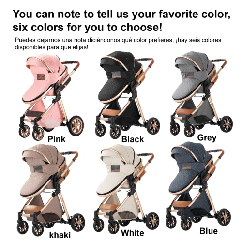Stroller 3-in-1 Travel System for Newborn to Toddler Support One Key Folding,Unisex,Pink