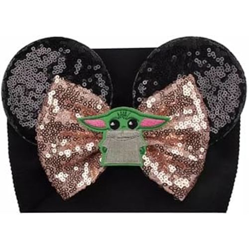 CLGIFT Minnie Ears Baby/Toddler Headband, Minnie Baby Ears, Minnie Ears Baby Headband, Toddler Headband (Baby Yoda)