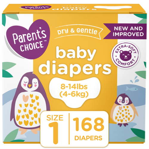 Parent's Choice Dry and Gentle Baby Diapers, Size 1 HSA/FSA Eligible
