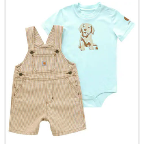 Boys' 2-Piece Short Sleeve Bodysuit and Twill Stripe Shortall Set(Infant) | New Kids Gear | Carhartt