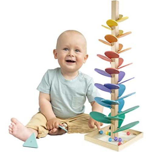 beekbork Wooden Music Tree Toy for Kids, Rainbow Musical Tree Kit Gifts, Wooden Marble Ball Run Track Montessori Educational Learning Toys for Kids 3+