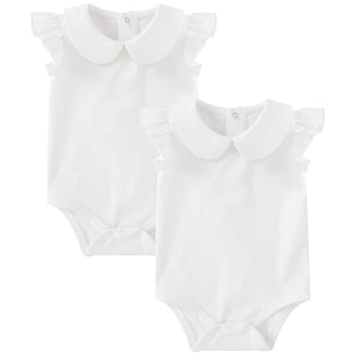pureborn Baby Romper Bodysuits 2-Pack Unisex Soft Cotton One-Piece Outfit for Infant Boys Girls 0-24 Months
