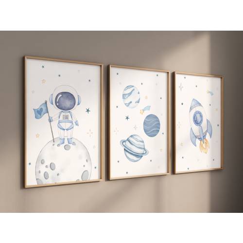 Space Nursery Prints, Nursery Decor Space Boy, boys room decor, Space Nursery Wall Art Set, Nursery Wall Art Space, Astronaut Prints