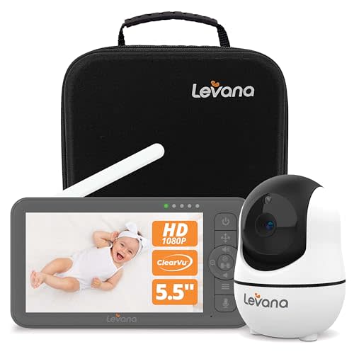 Levana Nala Video Baby Monitor, 5.5" 1080P, Night Vision Baby Monitor with 2 PTZ Cameras, 22 Hour Battery Life, 5000mAH Battery, No WiFi, Two-Way Talk, 1000ft Range, Carrying Case, 2 Year Warranty