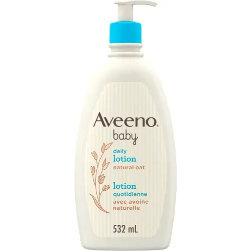 Aveeno Baby Lotion Daily Moisturizing - Natural Oat Formula for Sensitive Skin, 532mL - Gentle, Fragrance-Free Protection Body Lotion with up to 24-Hour hydration - Pediatrician-Recommended Brand