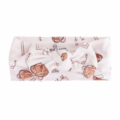 Tiny Touchdowns Knit Large Bow Headwrap | Pink