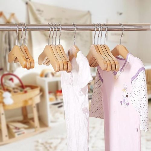20pcs Baby Wooden Hangers, 9.44" Toddler Kids Children Wooden Hangers,Pet Clothes Hangers