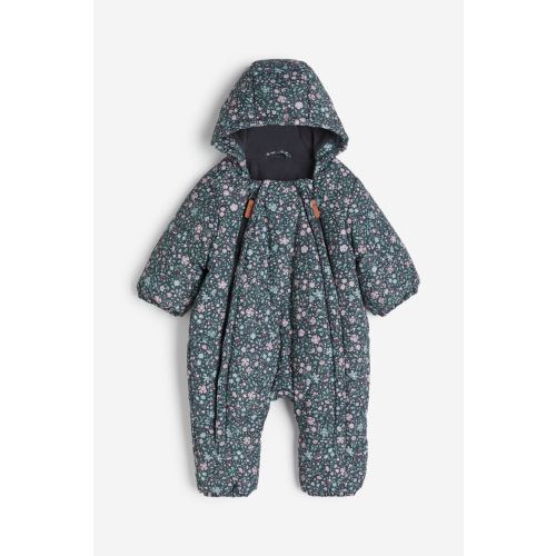 Padded Baby Bunting - Dark gray/floral - 3M