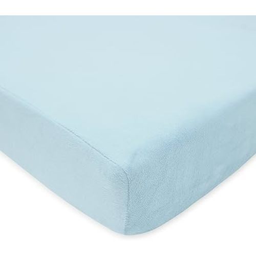 American Baby Company Heavenly Soft Chenille Fitted Crib Sheet 28" x 52", Warm and Cozy Neutral Chenille Sheet, Blue, for Boys and Girls, Fits Crib and Toddler Bed mattresses