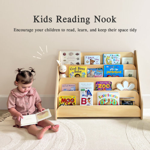 Isabelle & Max™ Wood Kids Bookshelf, 4-tier Front Facing Book Display Shelf & Reviews | Wayfair