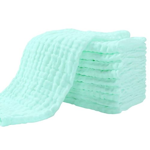 Muslin Burp Cloths for Baby 10 Pack 100% Cotton Baby Washcloths Large 20''X10'' Super Soft and Absorbent by Yoofoss - Green