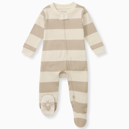 Mommy & Me Rugby Stripe Organic Cotton Sleeper - Oat – Burt's Bees Baby