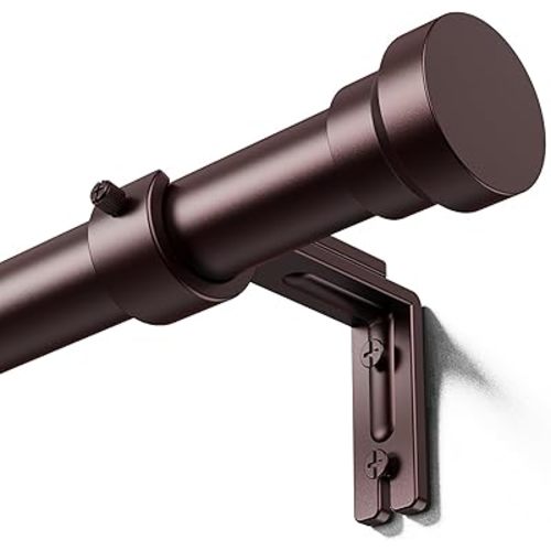 Curtain Rods 32-114 Inch, Heavy Duty 1 Inch Adjustable Curtain Rod for Windows, Bronze Long Window Treatment Rods, Modern Design, Easy Installation