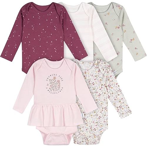 Gerber Baby Girls' 6-pack Long-sleeve Onesies Bodysuits