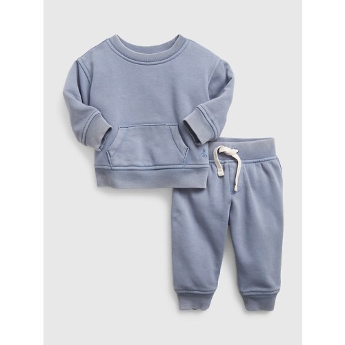 Baby Crewneck Sweatshirt Outfit Set in daisy blue, size: 3-6 M