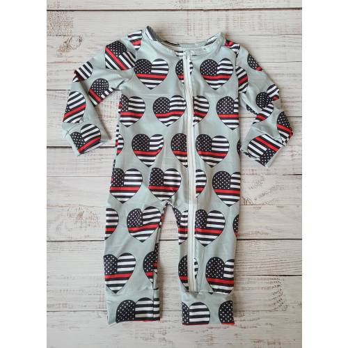 Infant Thin Red Line Heart Zip Up