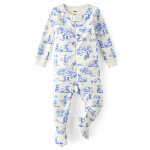 Baby Mommy And Me Bunny Snug Fit Cotton Footed One Piece Pajamas - Gymmies - White