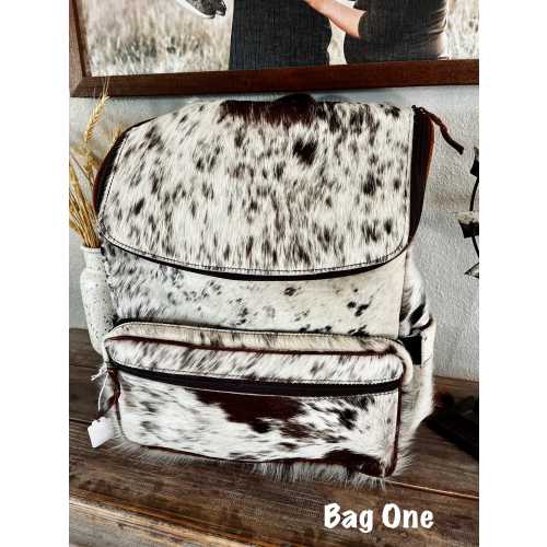 Genuine cowhide and tooled leather backpack • oversized bag • diaper bag