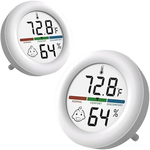 2 Pack - Hygrometer Indoor Thermometer - OPPERD Mini Digital Indoor Hygrometer Accurate Temperature Monitor Practical Home Humidity Comfort Icon for Indoors, Nursery, Bedroom, Baby Room, Living Room