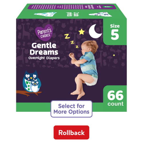 Parent's Choice Gentle Dreams Overnight Diapers, Size 5, 66 Count
