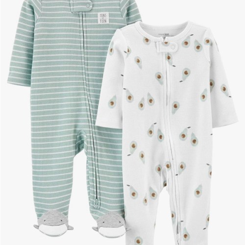 Simple Joys by Carter's unisex-baby 2-way Zip Thermal Footed Sleep and Play, Pack of 2