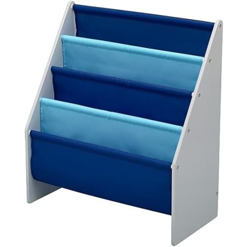 Delta Children Sling Book Rack Bookshelf for Kids - Easy-to-Reach Storage for Books, Magazines or Coloring Books - Ideal for Playrooms & Homeschooling, Grey/Blue