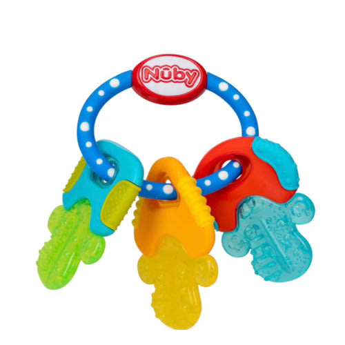 Nuby Ice Gel Teether Keys - Silicone Soothing Baby Teether Toys for Infants - Gentle for Sore Gums Colorful and Fun Toys - Safe and Durable Infant Baby Teething Toy - Blue