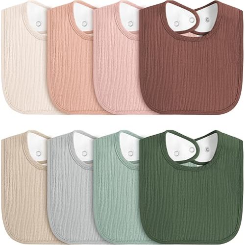 8-Pack Baby Muslin Bibs