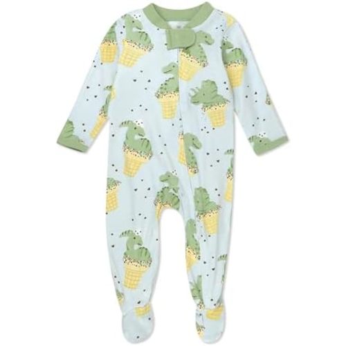 HonestBaby Sleep & Play Footed One-Piece Pajama Sleeper 100% Organic Cotton, Baby Boys