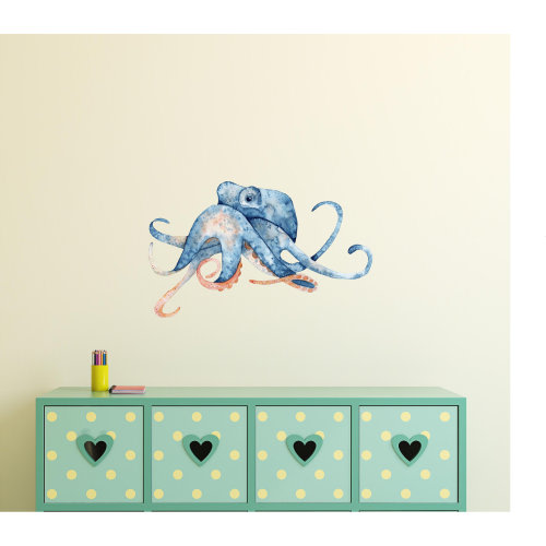 Watercolor Octopus #6 Wall Decal Ocean Sea Life Removable Fabric Wall Sticker