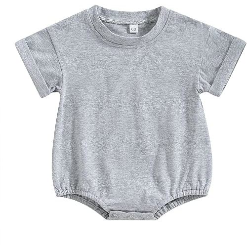 Unisex Baby Boy Girl Clothes Infant Summer Oversized Bubble Romper Toddler Baby Plain Short Sleeve Jumpsuit