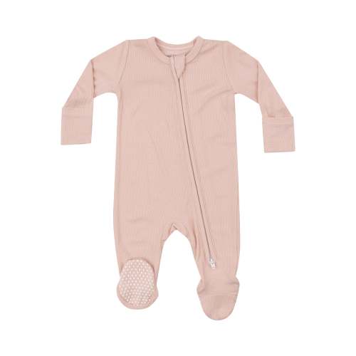 2-Way Zipper Footie - Ribbed Pale Blush by Angel Dear