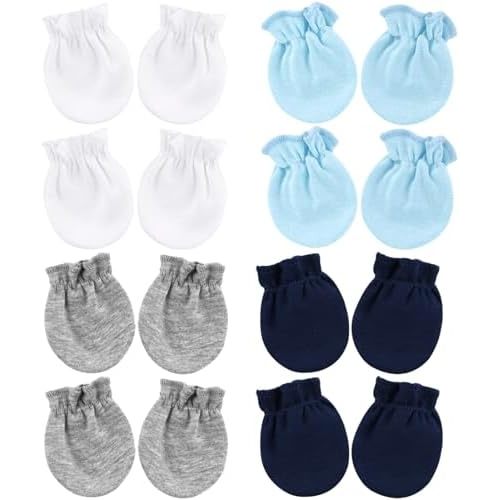 BQUBO Newborn Infant Toddler Mittens No Scratch Cotton Elastic Wrist Gloves Hypoallergenic for 0-6 Months Baby Boys Girls