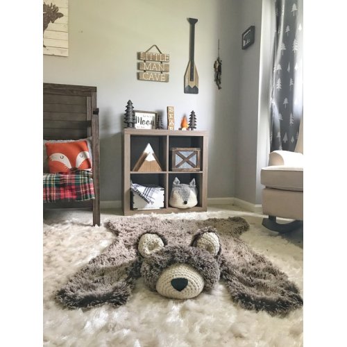 Nursery Rug Regular Size Brown Beige Frosted Minky Bear Rug - Etsy