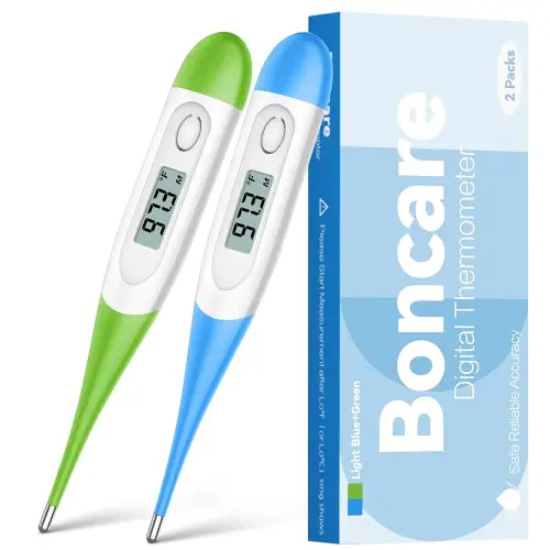 Thermometer for Baby, 2 Packs, Rectal Digital Thermometer with 10 Seconds Fast Reading (Light Blue+Green)
