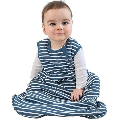 Woolino Merino Wool and Organic Cotton Baby Sleep Bag - 4 Season Classic Sleep Sack for Baby - Two-Way Zipper Sleeping Bag for Baby and Toddler - 18-36 Months - Navy Blue