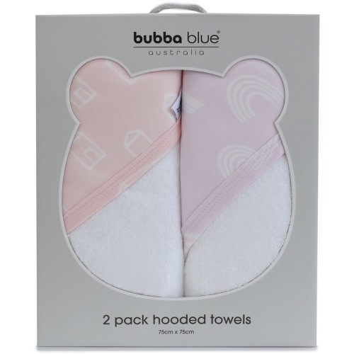 Bubba Blue Nordic Hooded Towels 2 Pack - Rose/Lilac