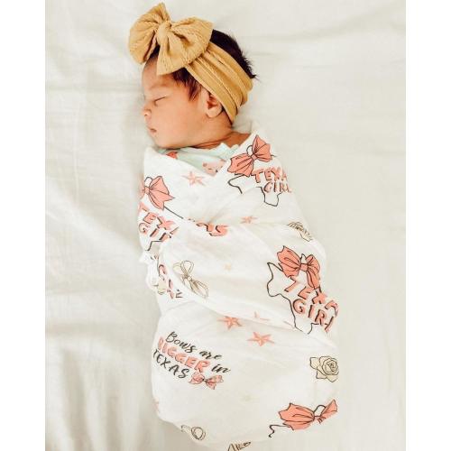 Gift Set: Texas Baby Girl Muslin Swaddle Blanket and Burp Cloth/Bib Co – Little Hometown