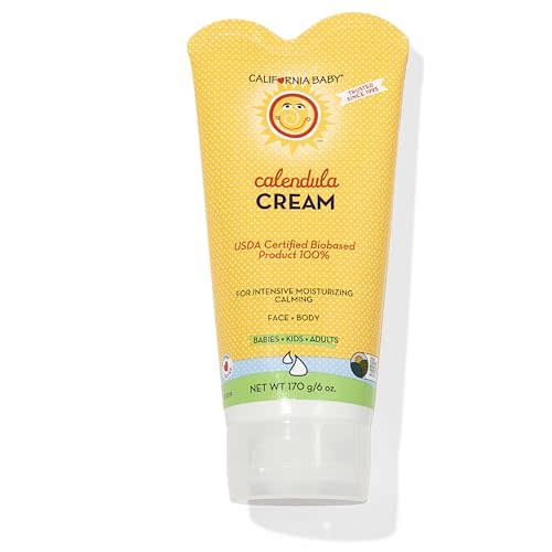California Baby Calendula Moisturizing Cream (6 Ounces) Hydrates Soft, Sensitive Skin | Plant-Based, Vegan Friendly | Soothes irritation caused by dry skin on Face, Arms and Body.