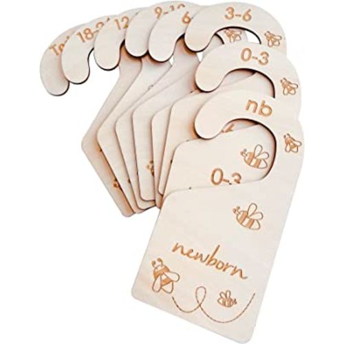Baby Closet Size Dividers, Double-Sided Wood Baby Closet Organizer Hanging Baby Clothes Dividers Nursery Closet Organizer for Home Baby Clothes Nursery Décor