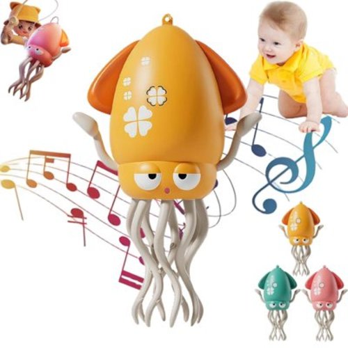 Electric Dancing Octopus Baby Toy, Automatic Evasion Octopus Toy with Led Light and Music, Interactive Entertainment for Baby Sensory Development Birthday Gifts