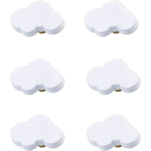 Cartoon Shape Soft Rubber Knobs for Kids Girls Boys Cabinet Handle pulls Drawer Knobs for Kids Room Cabinets Closets Toy Organizer Box Bookcase 6pcs/Set (Cloud, White)