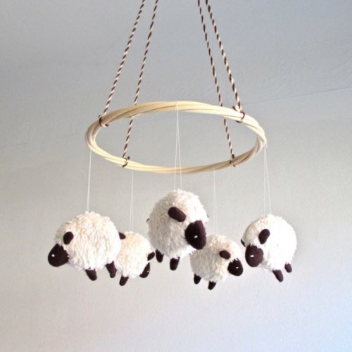Baby mobile sheep, lamb baby mobile, nursery decor lambs, black and white baby mobile, shower gift, lamb nursery, gender neutral mobile