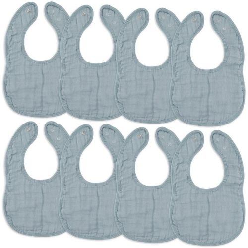 Muslin Cotton Baby Bibs, 8 Pack, Adjustable Size with Easy Snaps, Soft and Super Absorbent, Washable and Reusable By Comfy Cubs