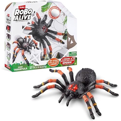 Robo Alive Giant Tarantula by ZURU Battery-Powered Robotic Interactive Electronic Spider That Moves and Crawls, Comes with Web Slime, Prankst Toys for Boys, Kids, Teens