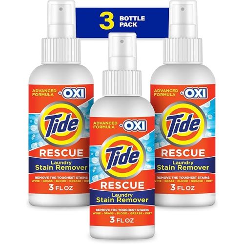 Tide Laundry Stain Remover Spray with Oxi, Travel Stain Remover for Clothes, Carpet, Upholstery, Pet Bedding, Stain Treater Spray for Tough Stains from Wine, Coffee, Grease, 3 Oz (Pack of 3)